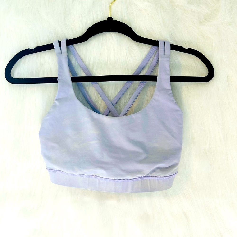 Lululemon Women Sports Bra 8 Purple Energy Lilac Smoke Medium Support Strappy